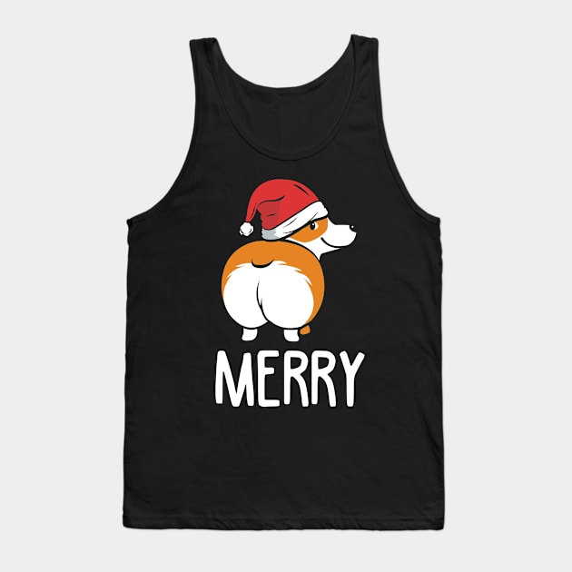 Funny Matching Corgi Ugly Christmas Sweater. Merry Corgmas. Tank Top by KsuAnn